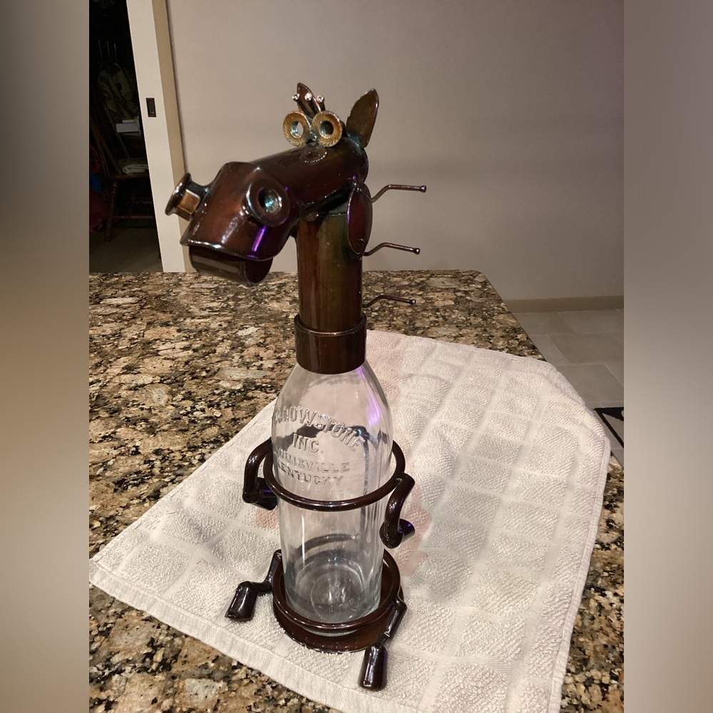 Metal Horse Wine Bottle Holder Kentucky Derby